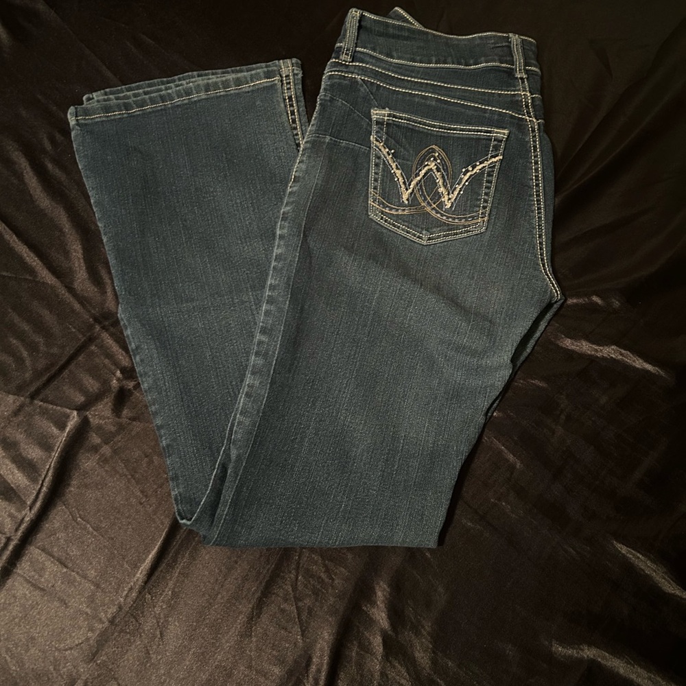 Dark Blue Denim Jeans with Embroidered Pocket